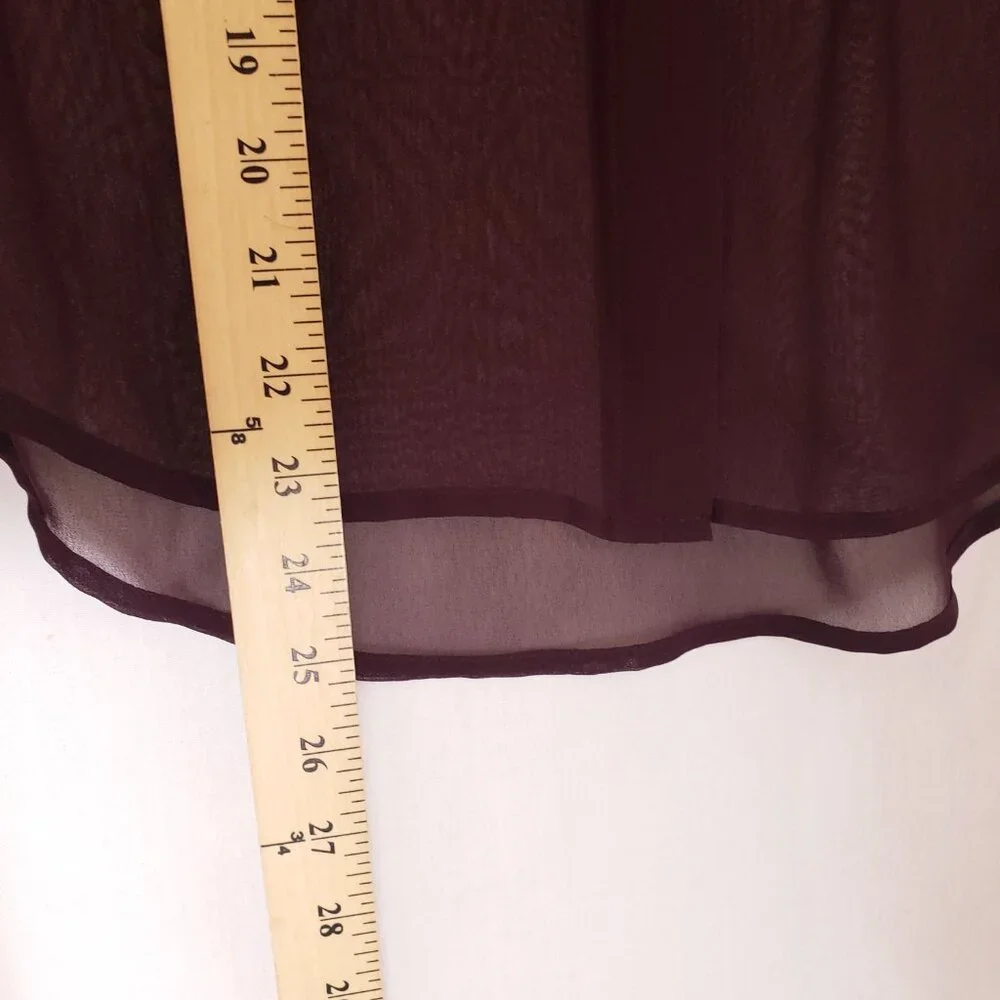 Express Women Purple Button V Neck Long Sleeve Sheer Lightweight Blouse Size S - Picture 3 of 15